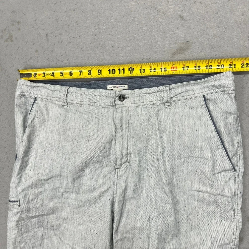 Carbon 2 Cobalt Mens Gray Cotton Linen Blend‎ Shorts Size 40 Flat Front Casual
